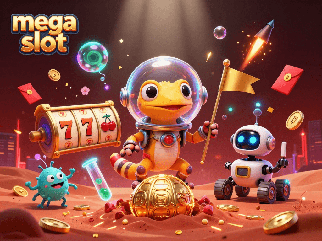 Engage in the mega slot experience with our Martian gecko as it discovers a stunning gold casino.