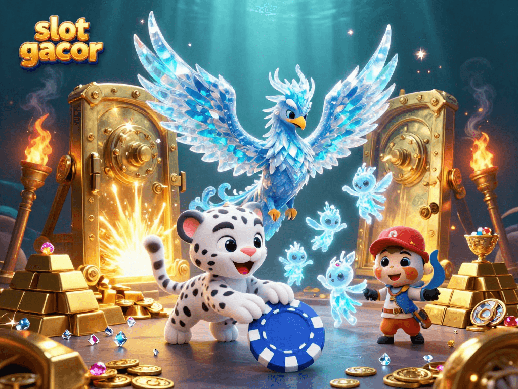 Experience slot gacor with dynamic character interplay and vibrant gambling elements in a captivating 3D scene.