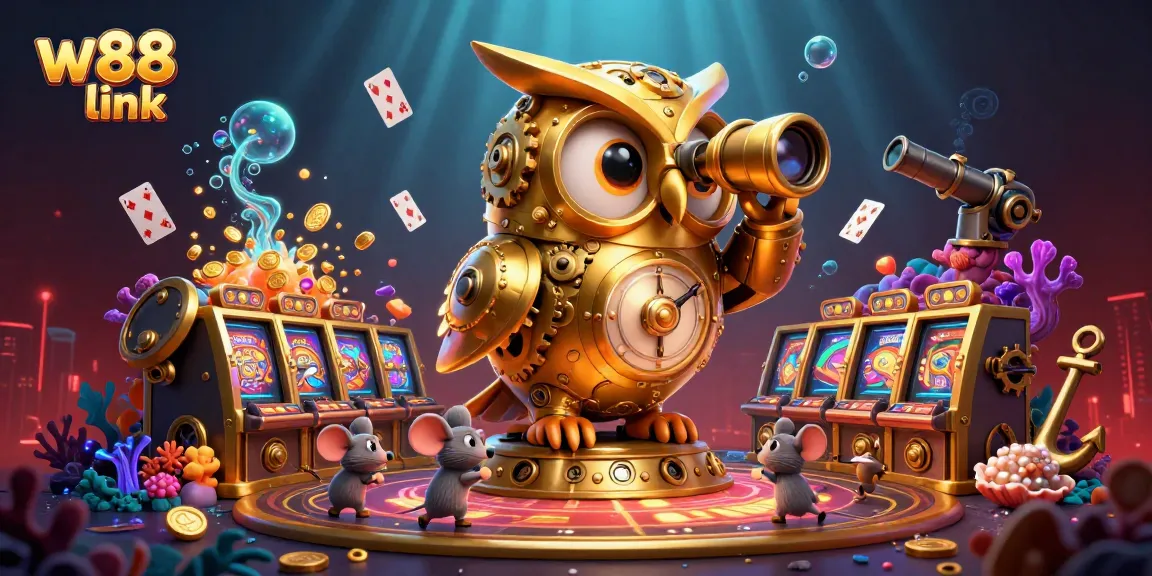 Experience the thrill of W88 link in a vibrant casino scene with dynamic characters and game elements.