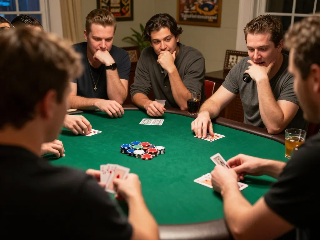 Experience thrilling home poker gameplay at tr88 with friends around a lively table.