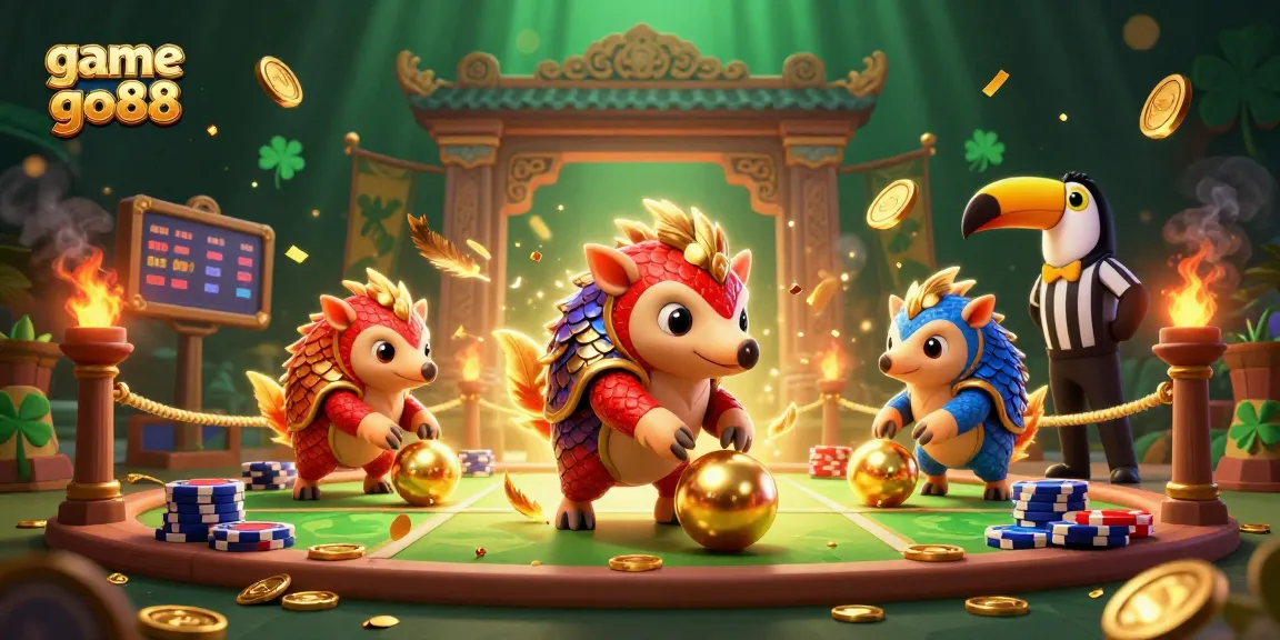 Engage with game go88 as rival pangolins compete in a colorful casino scene full of action.