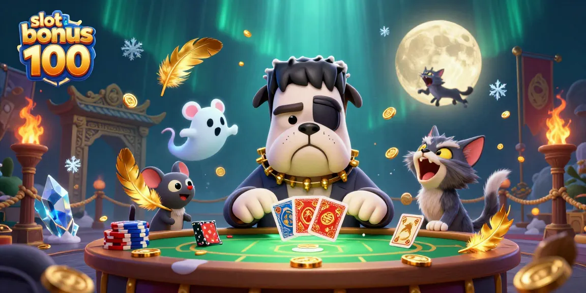 Engage with the thrilling slot bonus new member 100 alongside unique casino characters in a vibrant setting.