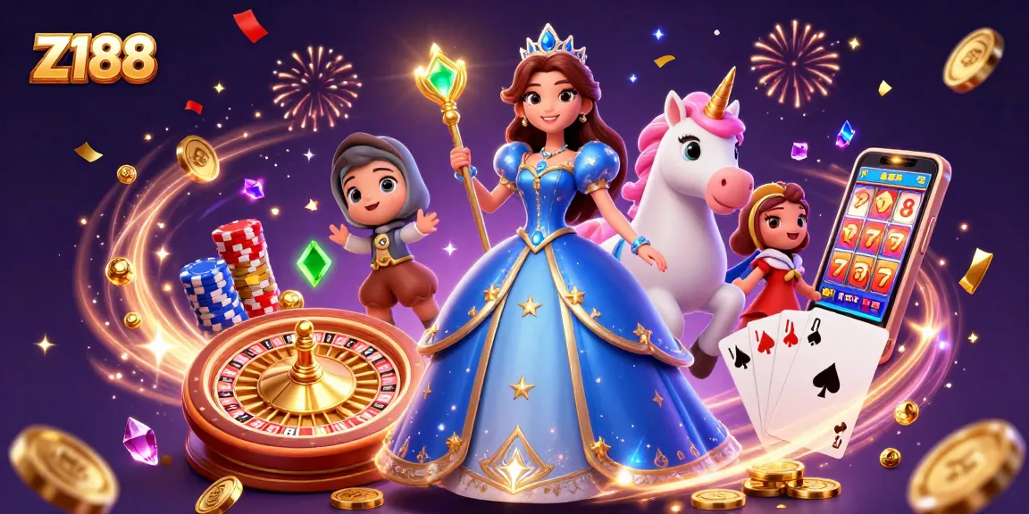 Z188 engages players with vibrant casino excitement featuring enchanting characters and dynamic gambling elements.