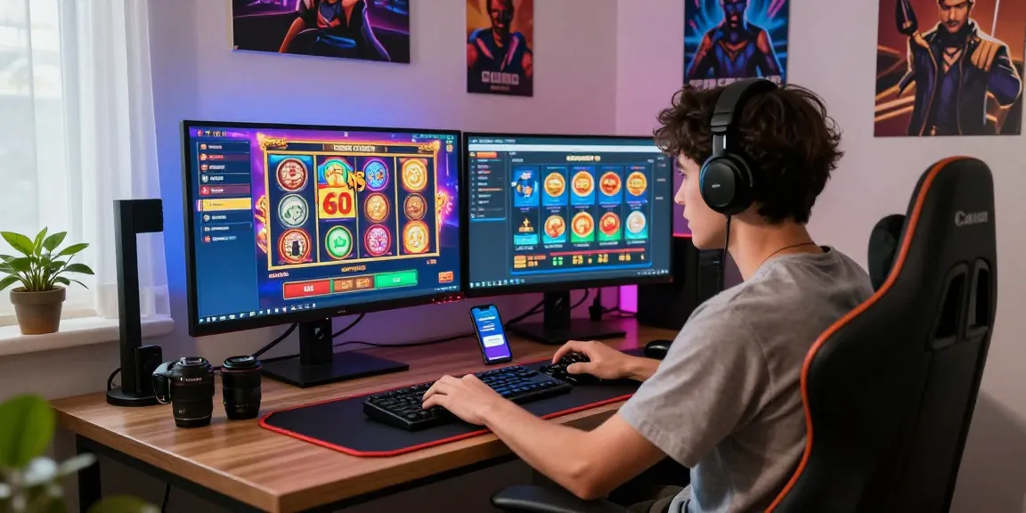 Engaged player in a credit card casino gaming experience at https://thebls.org.uk, showcasing vibrant games and immersive atmosphere.