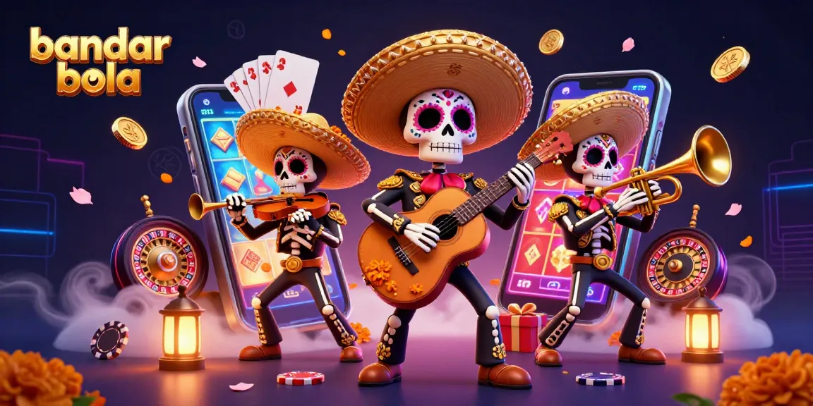 Experience thrilling gambling with bandar bola in a vibrant, colorful casino scene.