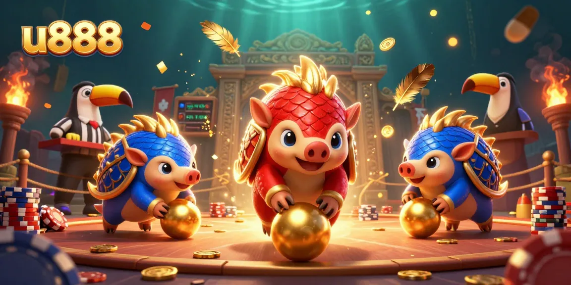 Spin to win at u888 with colorful pangolins in a lively casino showdown!