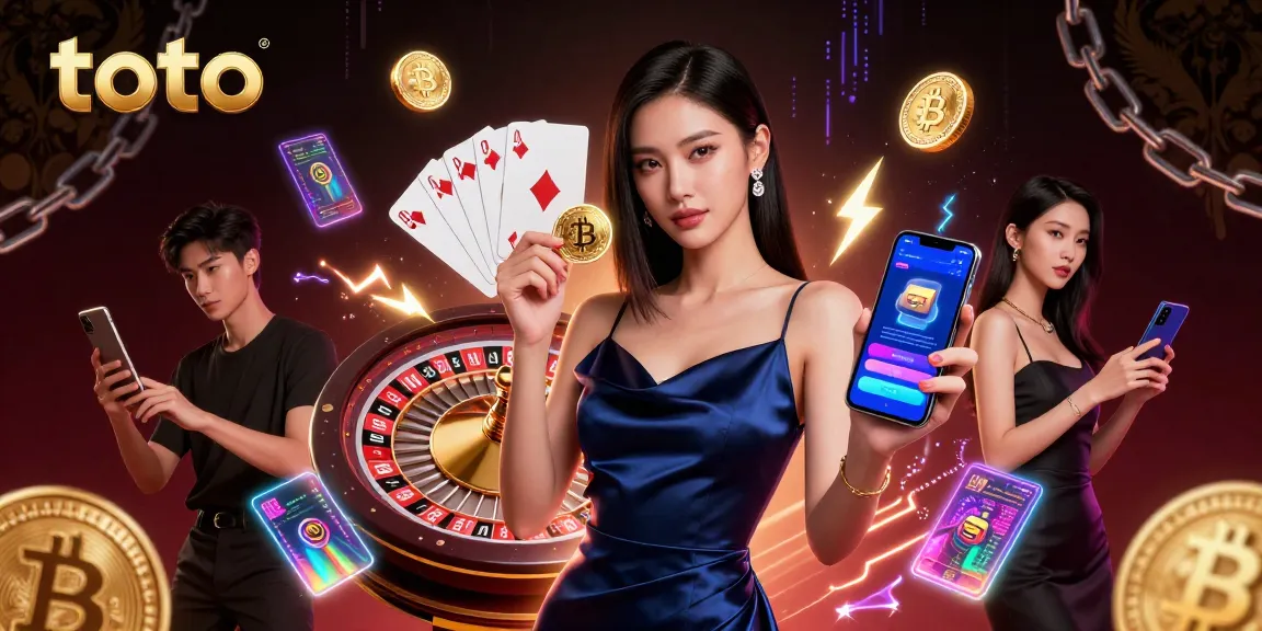 Engage in thrilling toto gameplay featuring vibrant casino elements and an elegant player.