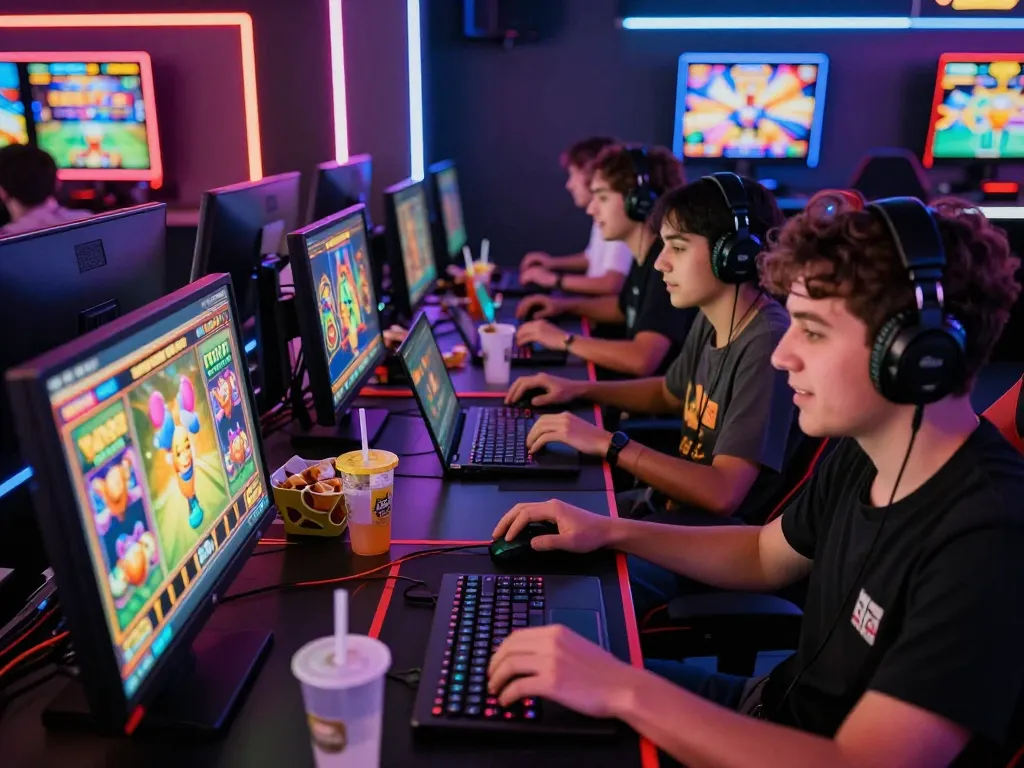 Players enjoying an exciting Zeus138 slot game in a vibrant gaming lounge setting.