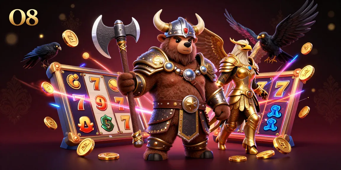Engage with O8's thrilling gambling adventure featuring vibrant slot games and dynamic characters.