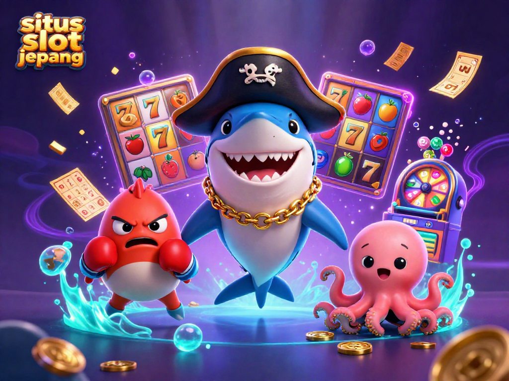 Spin the reels at situs slot jepang with our dynamic casino-themed illustration featuring playful characters.