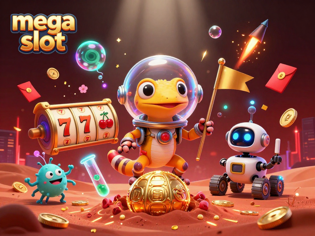 Engage in the mega slot experience with our Martian gecko as it discovers a stunning gold casino.