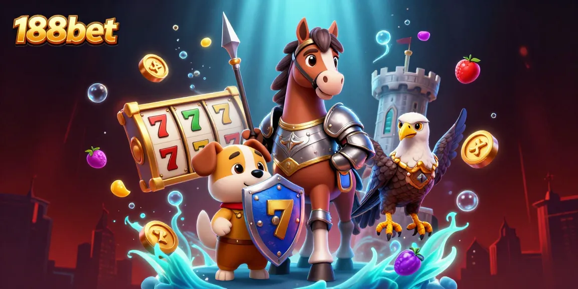 Engage with thrilling slots and jackpots at 188bet in this vibrant digital illustration.