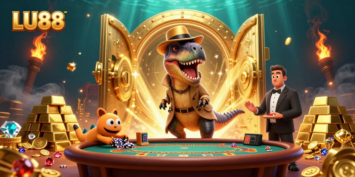 LU88 brings excitement to card games with a whimsical velociraptor and treasures galore.