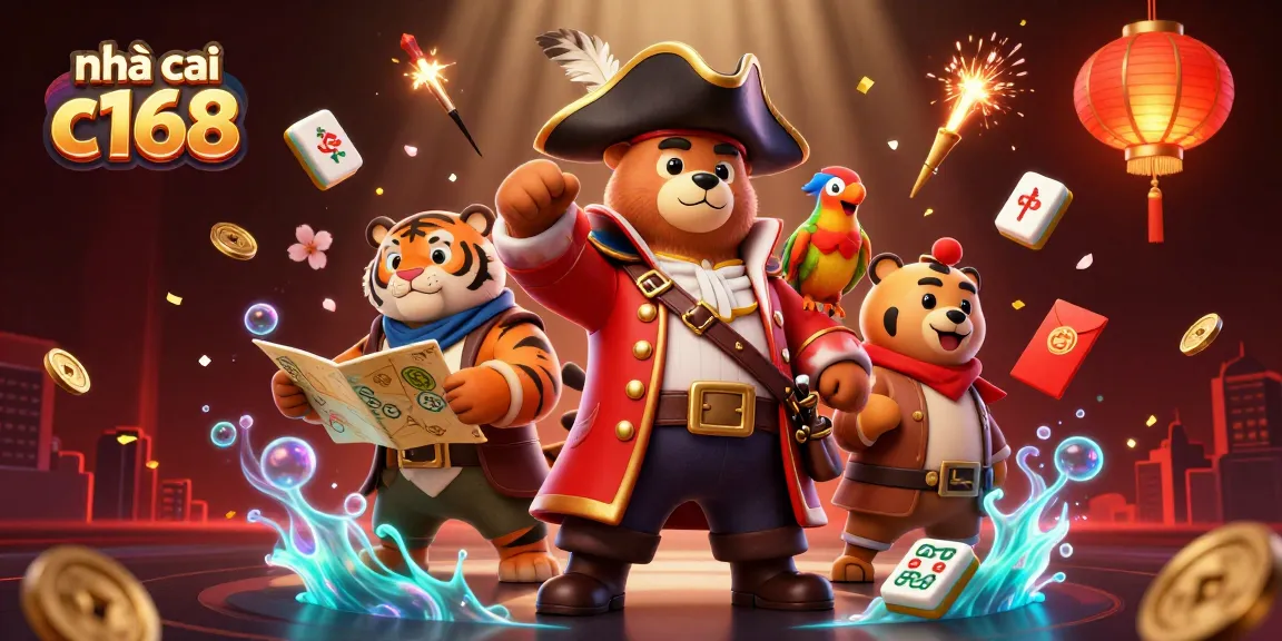 Play exciting games at nhà cái c168 with vibrant characters and thrilling decorations in a lively casino setting.