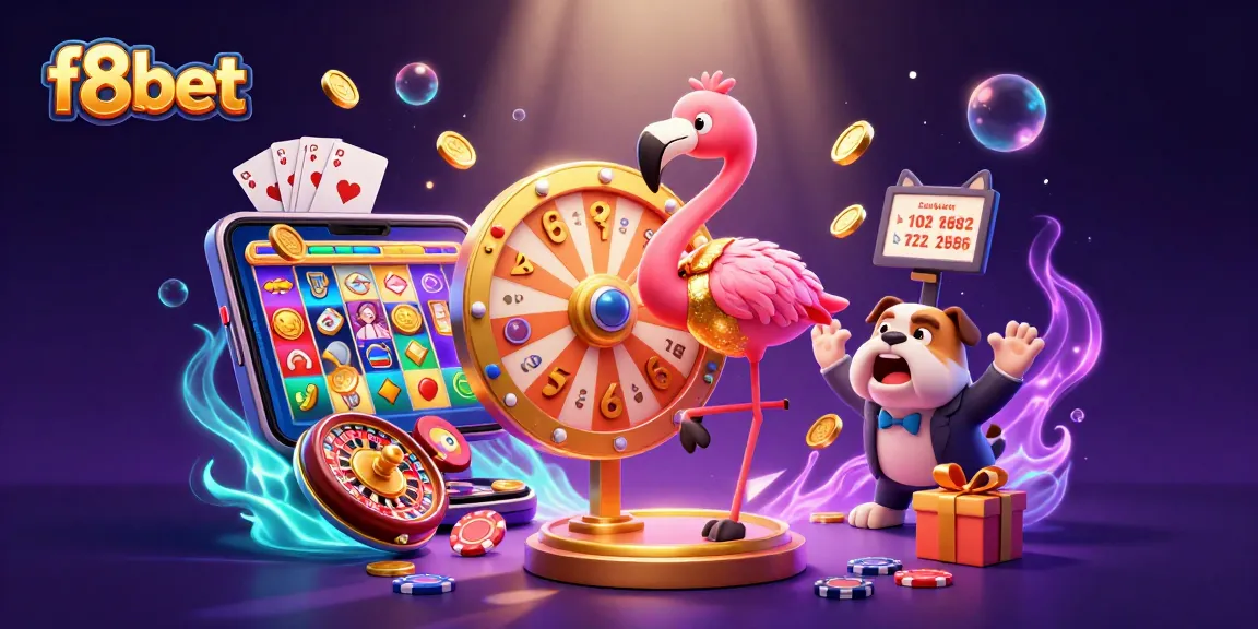 Spin to win with f8bet in this vibrant scene filled with excitement and rich casino elements.