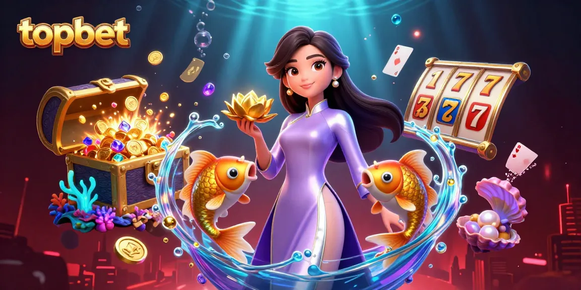 Engage with topbet casino's vibrant 3D illustration showcasing thrilling slot action and golden rewards.