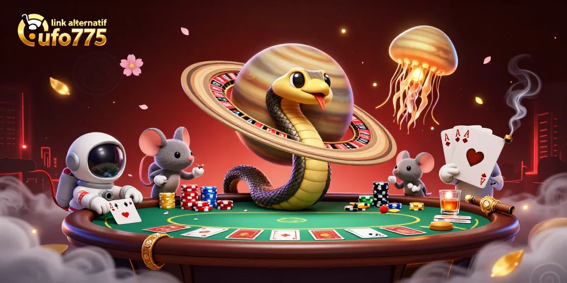 Experience the excitement with link alternatif ufo777 as astronaut mice bet on roulette-like Saturn rings.