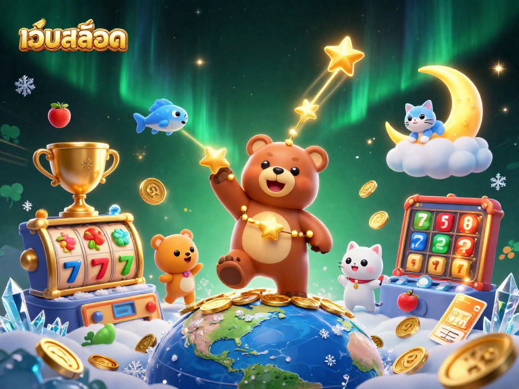 Experience thrilling slots with เว็บสล็อต featuring vibrant 3D casino elements and characters.