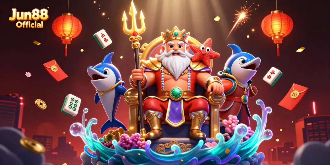Experience the thrill of Jun88 Official with a vibrant 3D casino scene featuring rich colors and dynamic elements.
