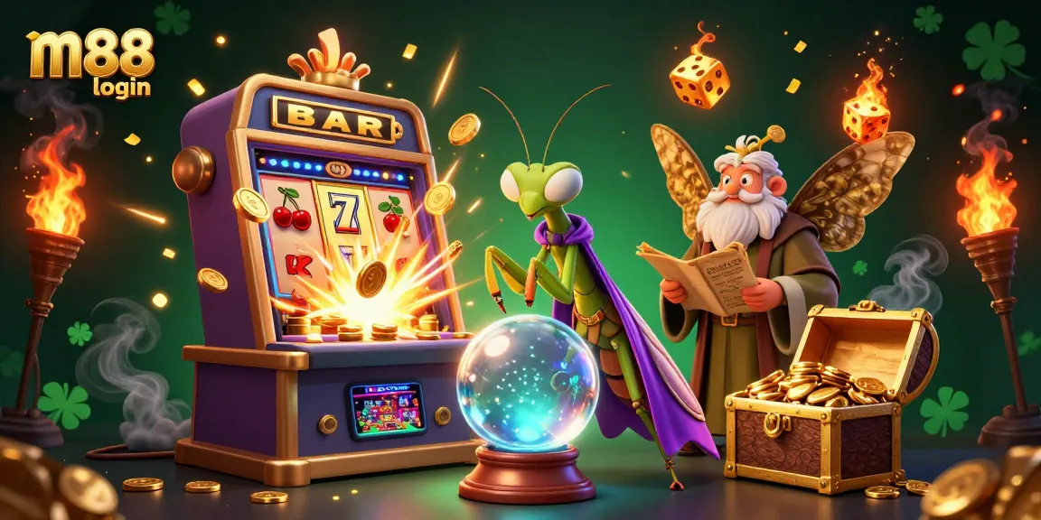 Experience m88 login excitement as the fortune teller reveals winning paths surrounded by vibrant casino elements.