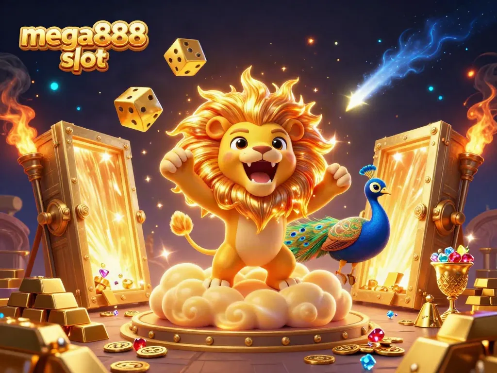 Spin and win with mega888 slot in a vibrant 3D casino universe filled with treasures and excitement.