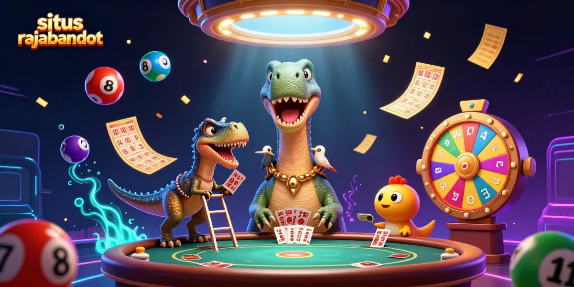 Engage in gaming action with situs rajabandot showcased in a vibrant casino scene featuring animated characters.