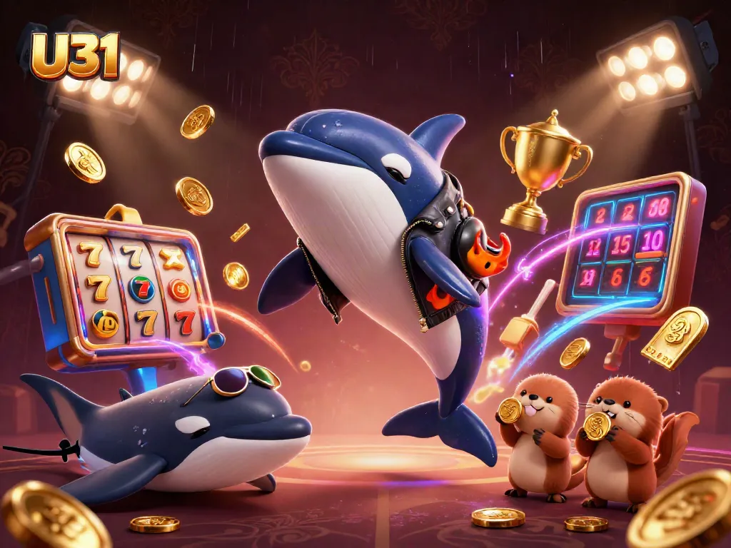 U31 engaging in exciting gameplay with dynamic elements and golden coins in a vibrant illustration.
