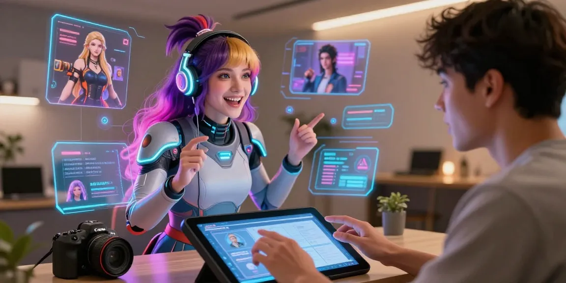 Engaging scene showcasing NSFW AI interaction with a customizable character, vibrant digital interface.