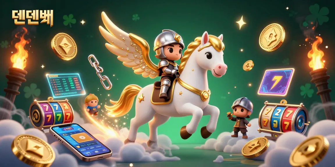 Experience the excitement of 텐텐벳 with a dynamic 3D gaming scene featuring crypto elements and slot symbols.
