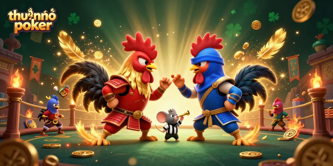 Engage with the thrilling world of poker through essential thuật ngữ poker graphics featuring dramatic roosters and casino elements.