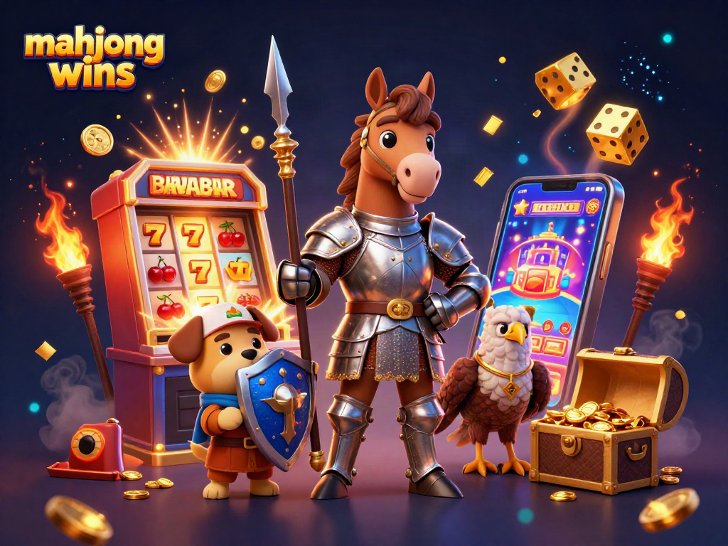 Experience mahjong wins with a vibrant 3D casino scene showcasing characters and dynamic gaming elements.