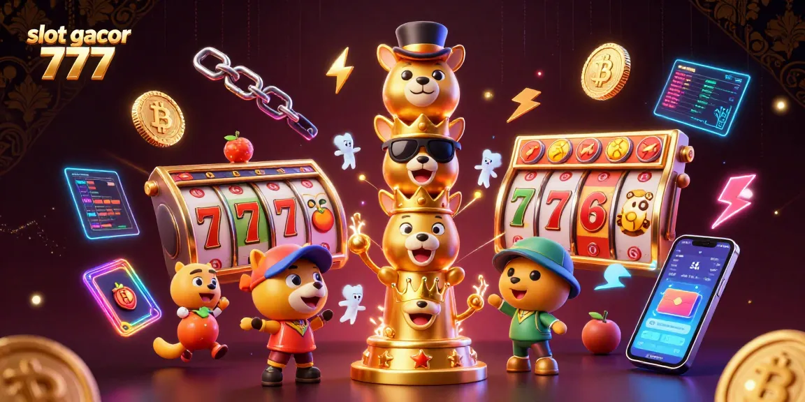 Experience the thrill of slot gacor 777 with vibrant 3D art depicting gaming elements and neon effects.