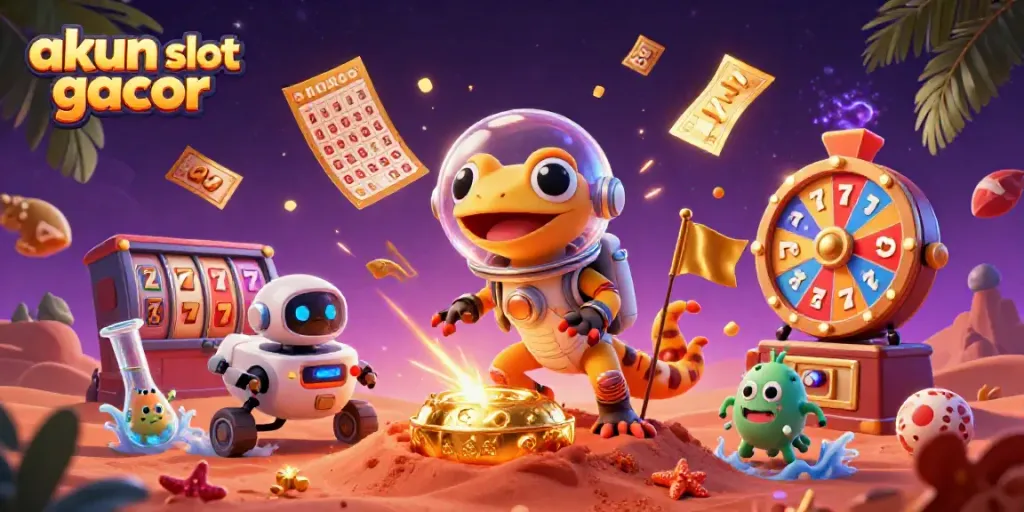 Play and win with akun slot gacor as an animated Martian gecko discovers a hidden golden casino