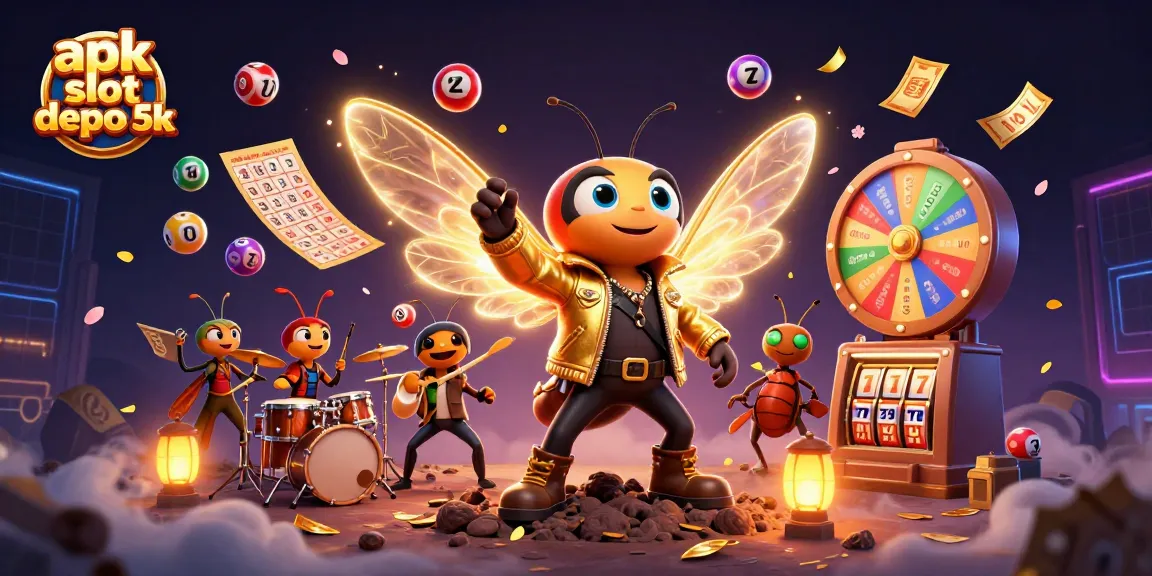 Spin the reels with apk slot depo 5k in a vibrant 3D gambling scene filled with excitement.