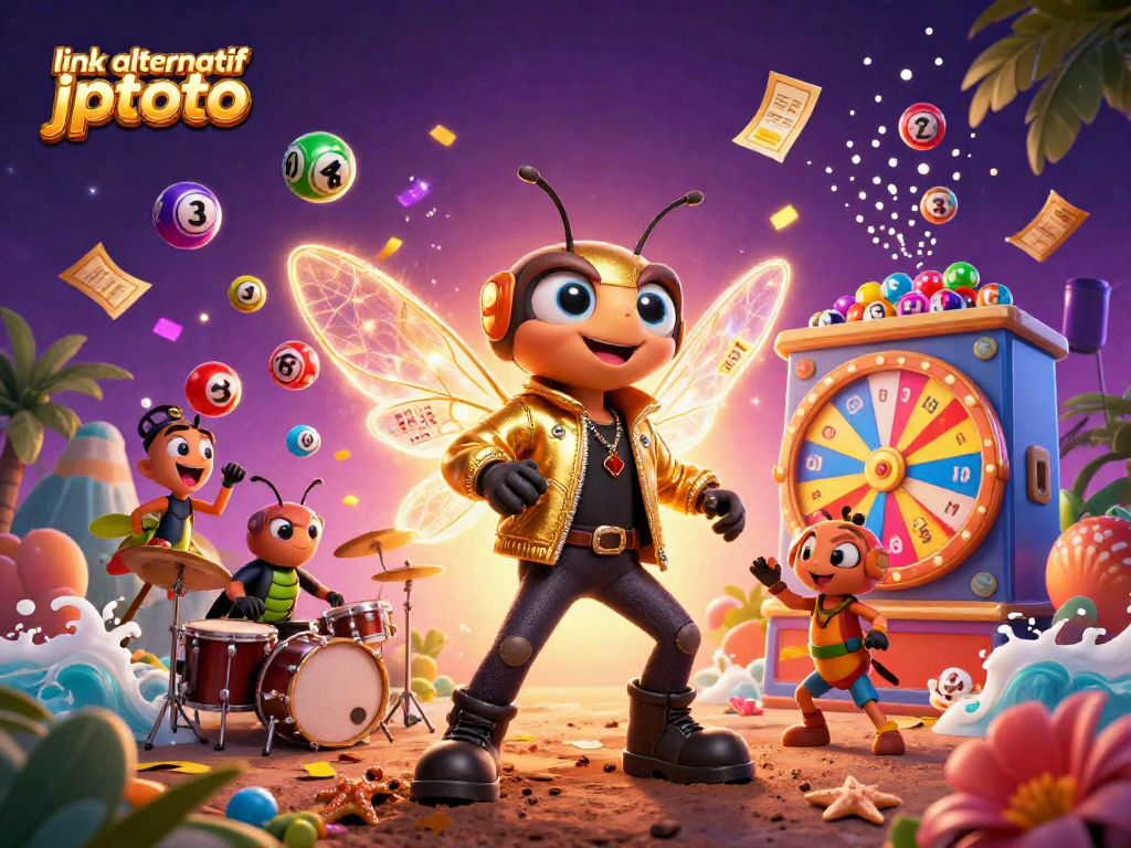 Engage with the exciting link alternatif jptoto illustrated scene featuring vibrant lottery elements and characters.