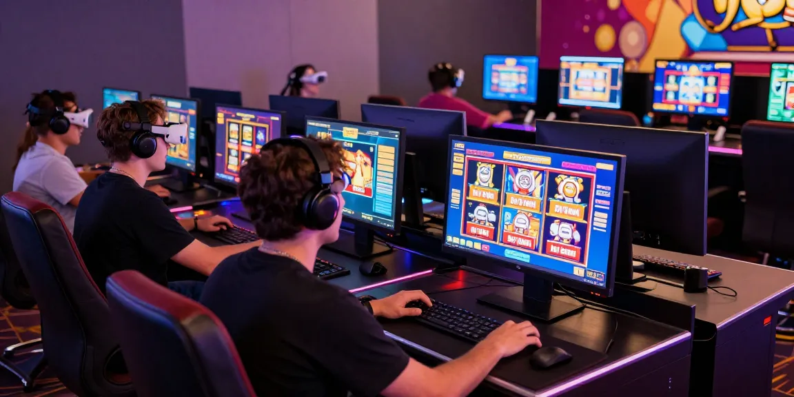 Players engaging with bonus buy slots at online casinos, showcasing excitement and technology.
