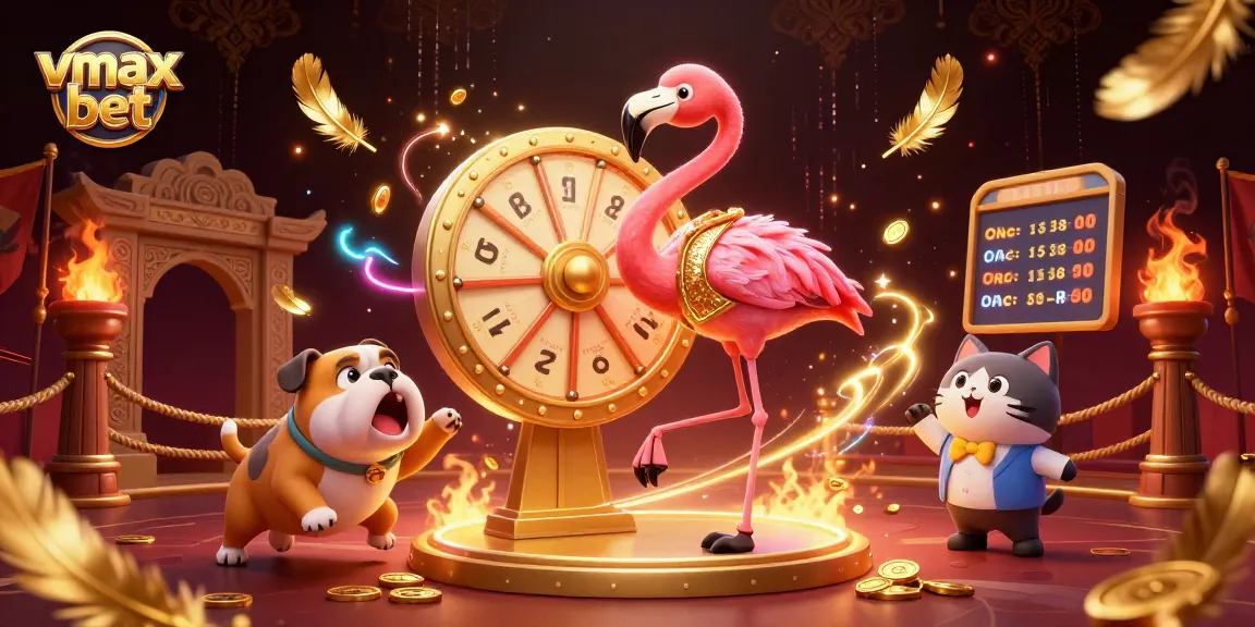 Experience the thrill of vmax bet with an exciting game show scene featuring vibrant characters and dynamic casino elements.