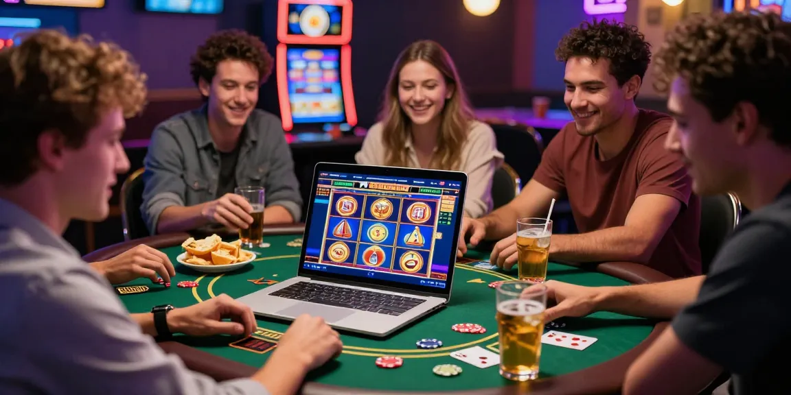 Gamble at Your Own Risk with friends enjoying online casino games together, highlighting excitement and entertainment.