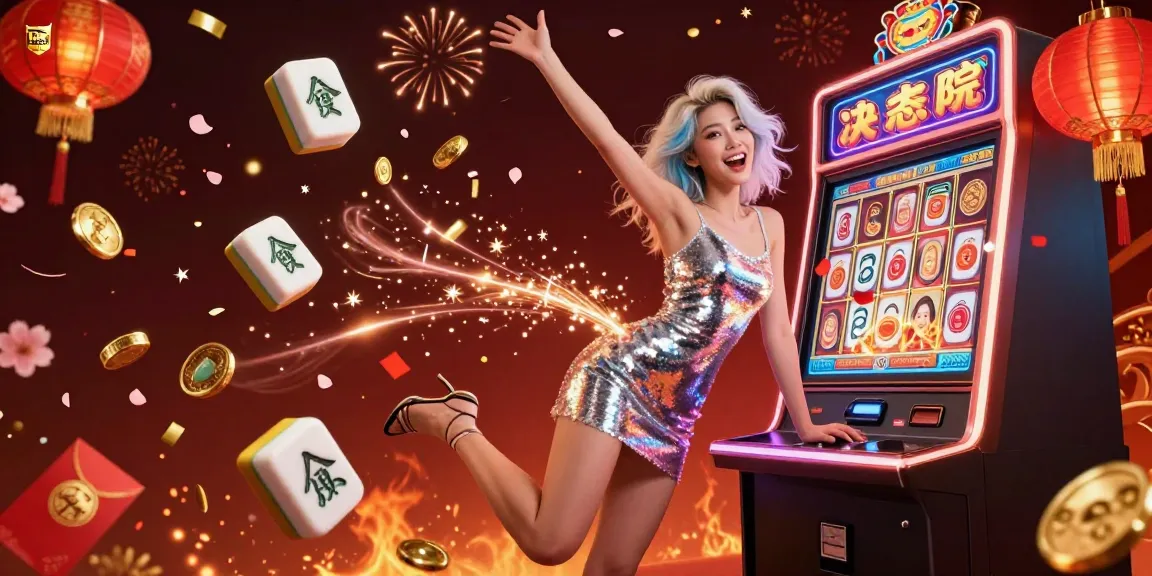 Spin the jackpot with toto at a vibrant casino scene featuring a joyful woman and dynamic slot elements.