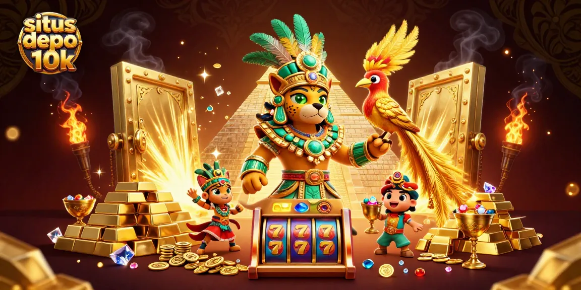 Play slots at situs depo 10k, featuring vibrant rolling reels and thrilling jackpot excitement.