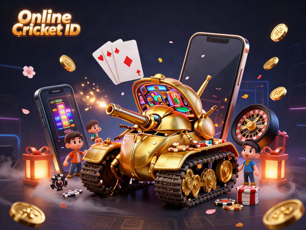 Engage in thrilling action with Online Cricket ID through secure betting and instant UPI withdrawals in a lively illustration.