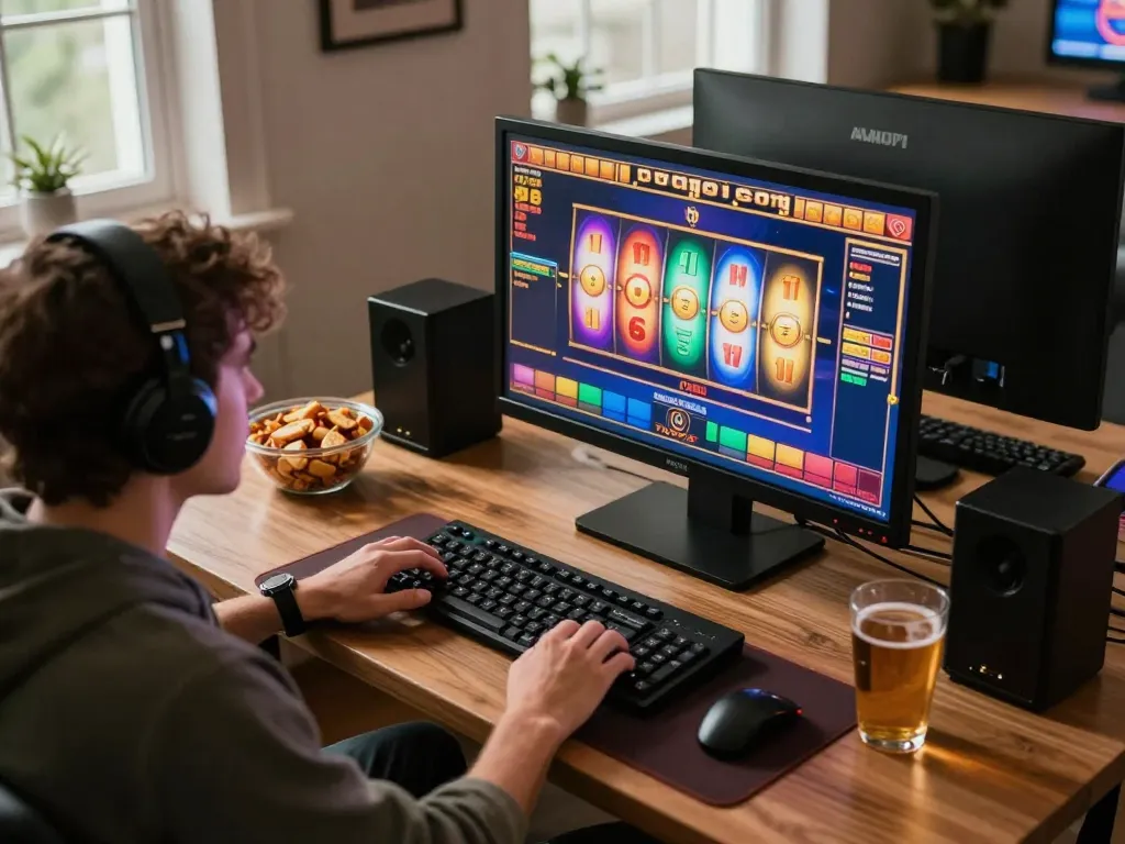 Engaged player experiencing ดูหนังใหม่ while spinning reels in an online casino environment.