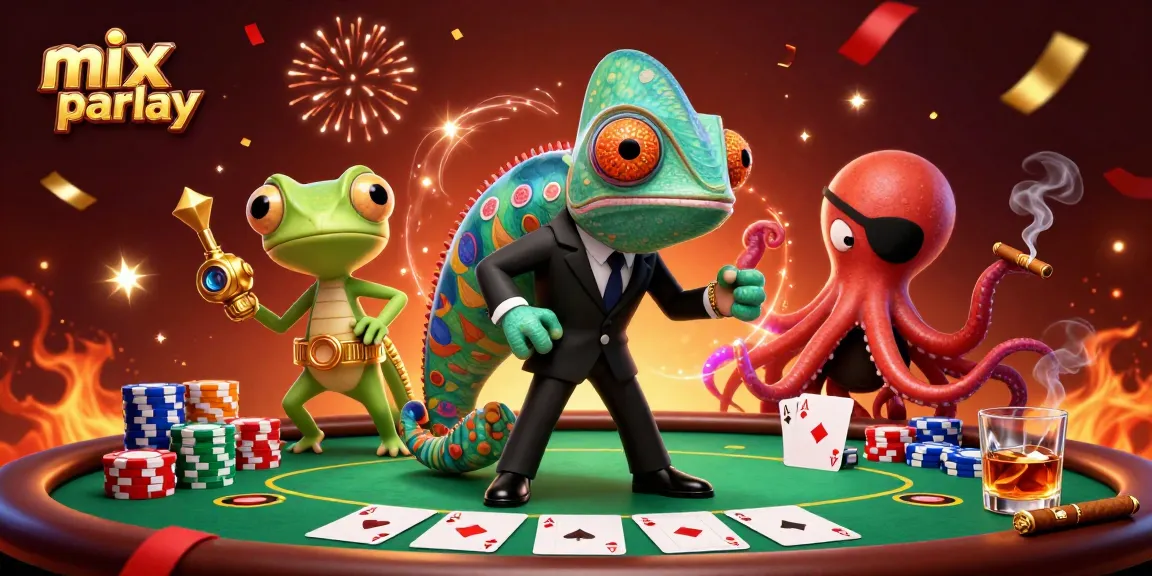 Experience the thrill of mix parlay betting in this vibrant 3D illustration featuring colorful casino action.