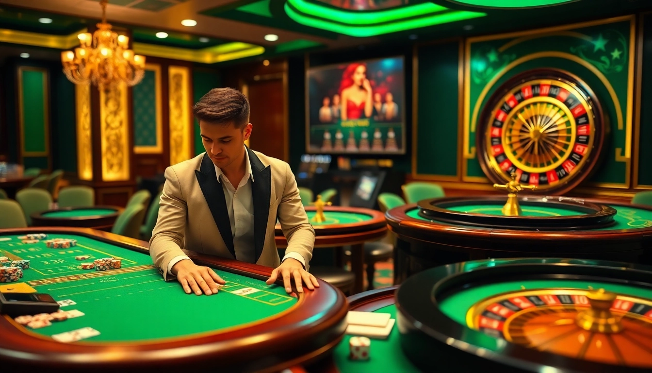 Engaging with MM88 Bets at a luxurious online casino table, showcasing core gambling elements.