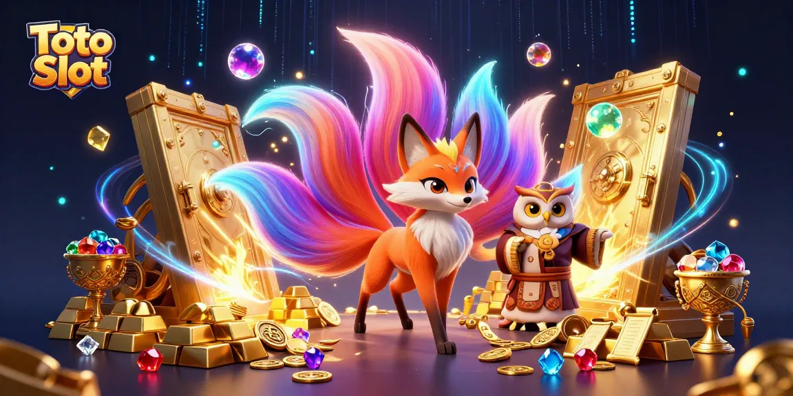 Menangkan putaran Toto Slot dengan sembilan ekor rubah berwarna-warni yang mengelilingi harta karun emas.