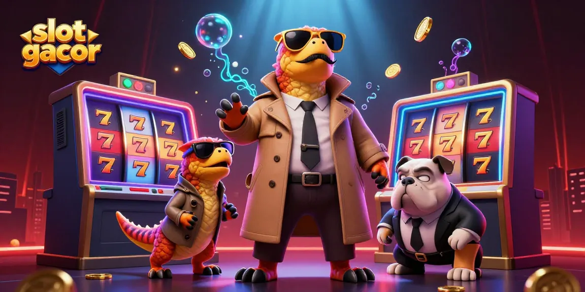 Raptor mengakali penjaga VIP dengan elemen slot gacor dalam suasana kasino yang meriah.