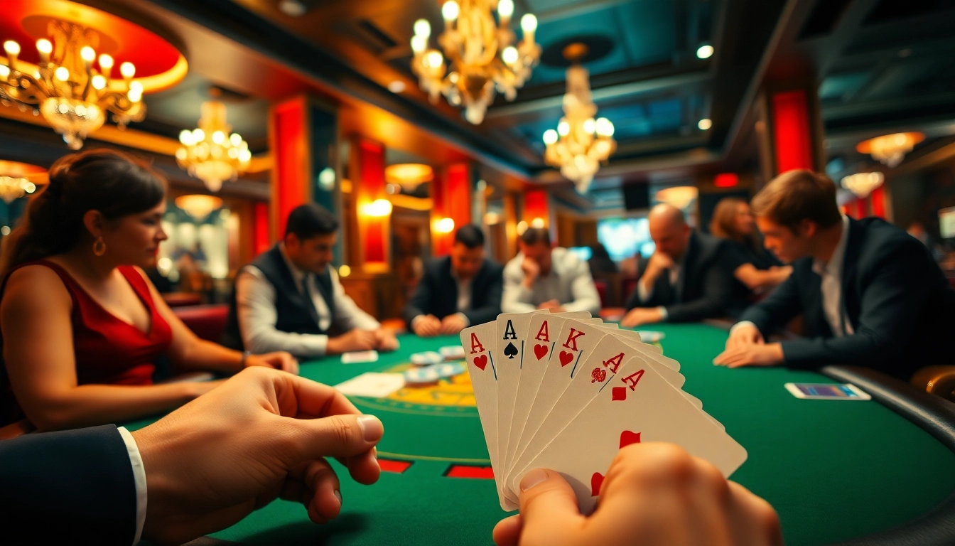 Elevate your gaming at a Blackjack Casino with intense card play and strategic bets on display.