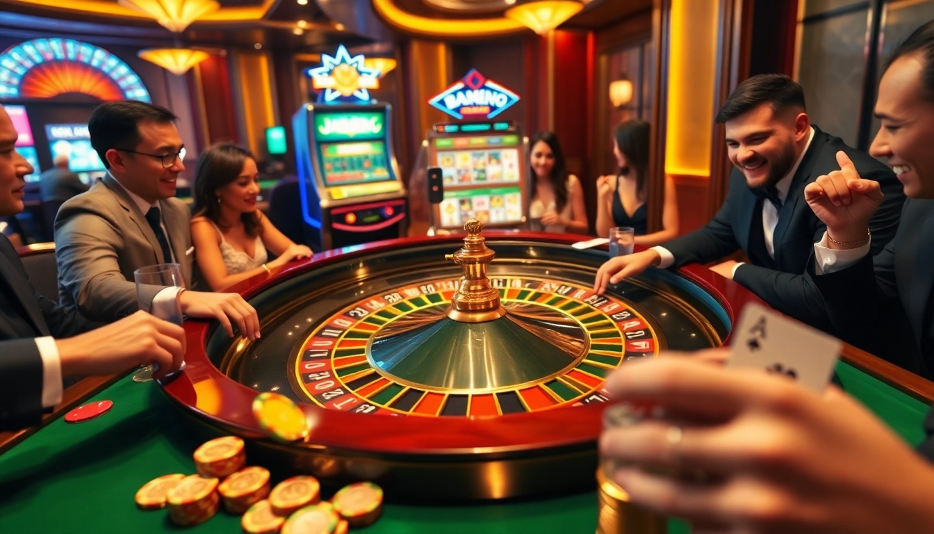 Experience RR88 KJC excitement at a vibrant roulette table with players celebrating wins.