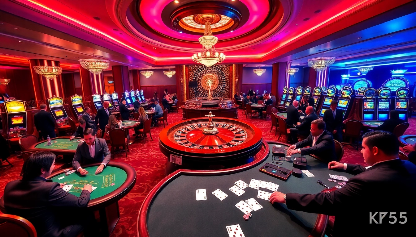 Players experiencing the thrill of gambling at a KK55-themed casino table.