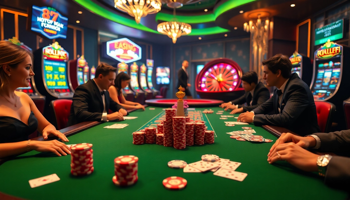 Experience the thrill of gambling at the high-stakes casino featuring viral4d visuals with vibrant poker chips and cards.